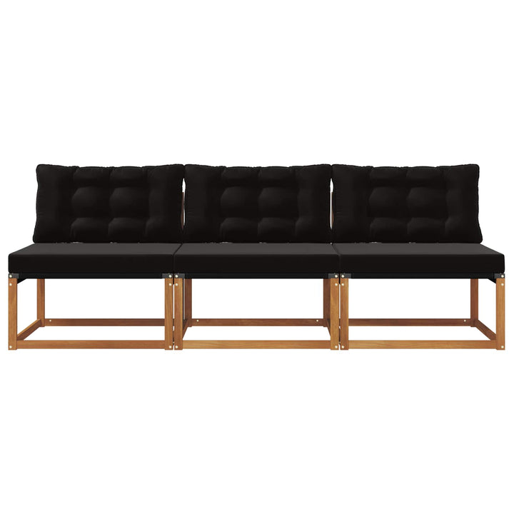 3 stk. Udendørs Mellem Sofa Massivt Akacietræ Naturfarvet