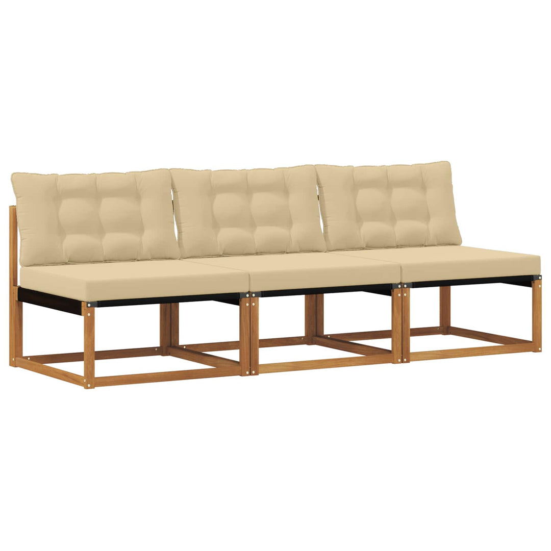 3 stk. Udendørs Mellem Sofa Massivt Akacietræ Naturfarvet
