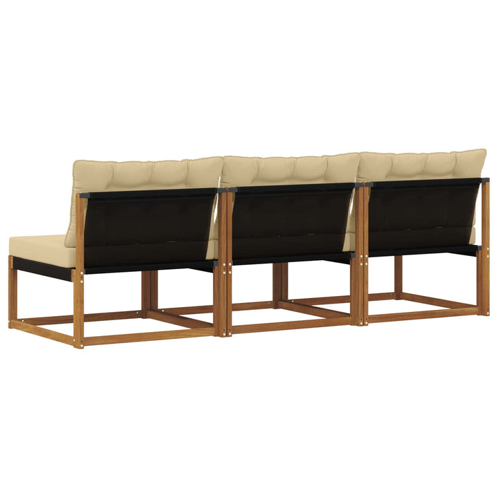 3 stk. Udendørs Mellem Sofa Massivt Akacietræ Naturfarvet