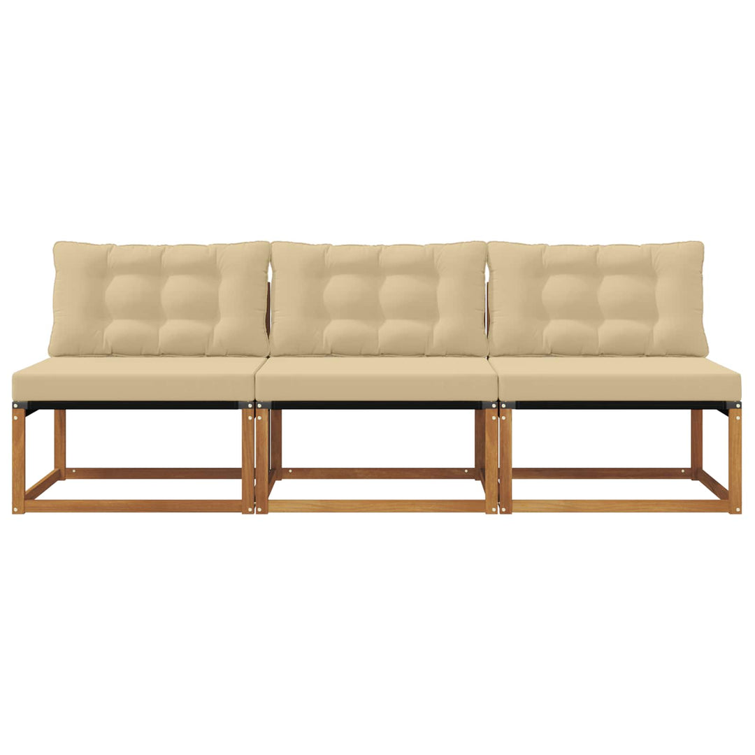 3 stk. Udendørs Mellem Sofa Massivt Akacietræ Naturfarvet