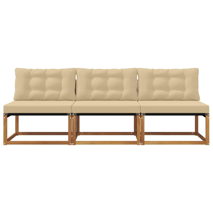 3 stk. Udendørs Mellem Sofa Massivt Akacietræ Naturfarvet