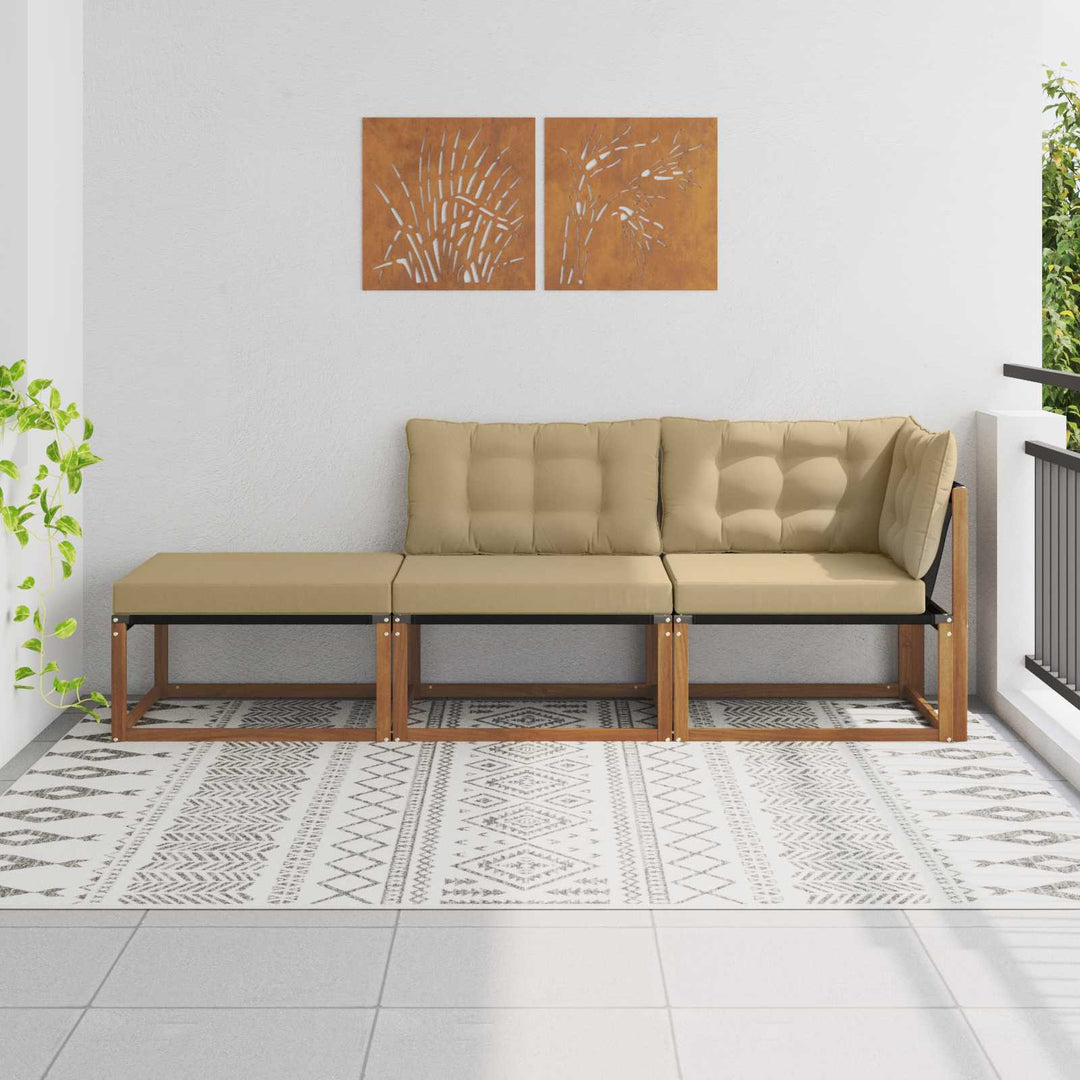 3 stk. Udendørs Sektionel Sofa Enheder Massivt Akacietræ