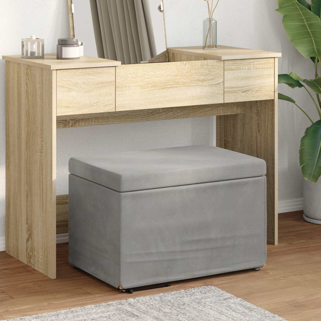 Taburet Lysegrå 61 x 41 x 40 cm Velour og konstrueret træ