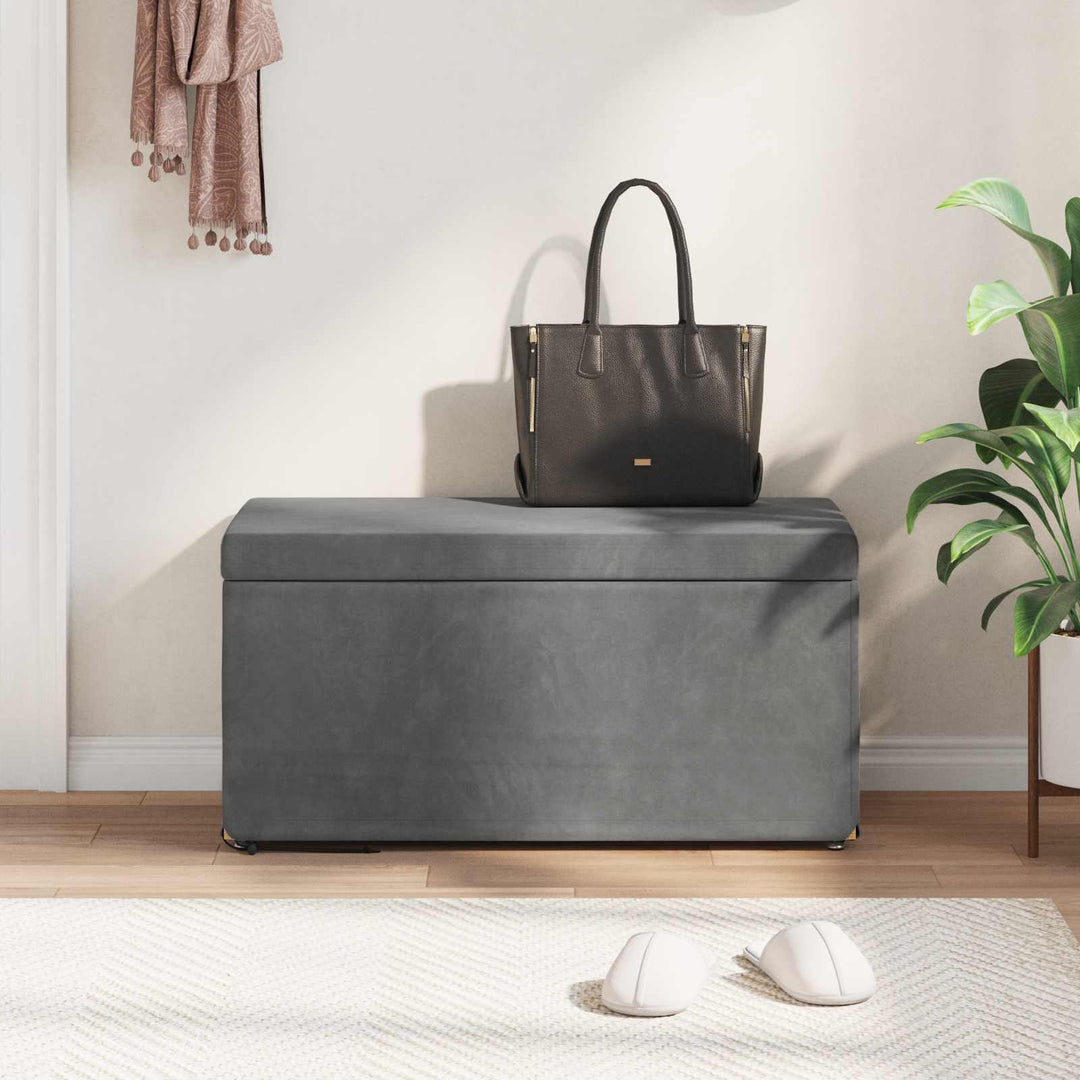 Taburet Mørkegrå 81 x 41 x 40 cm Velour og konstrueret træ