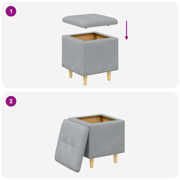 Ottoman med Opbevaring Lysegrå 40 x 40 x 45 cm Stof