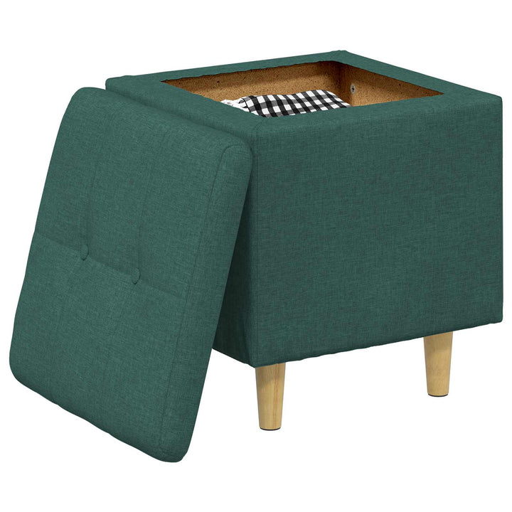 Ottoman med Opbevaring Mørkegrøn 40 x 40 x 45 cm Stof