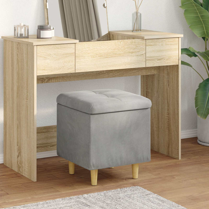 Ottoman med Opbevaring Lysegrå 40 x 40 x 45 cm Fløjl