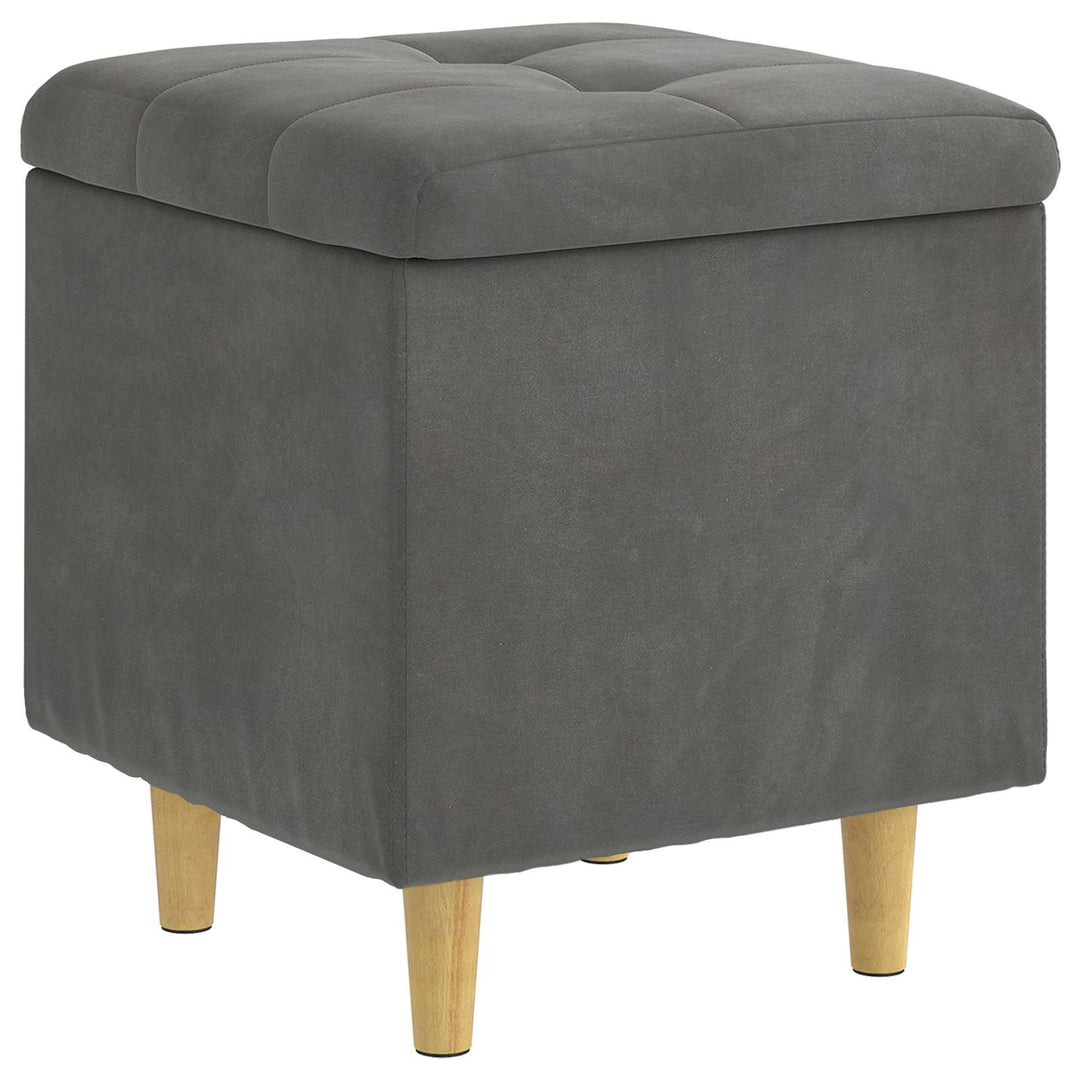 Ottoman med Opbevaring Mørkegrå 40 x 40 x 45 cm Fløjl