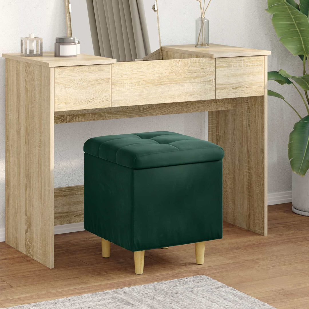 Ottoman med Opbevaring Mørkegrøn 40 x 40 x 45 cm Fløjl