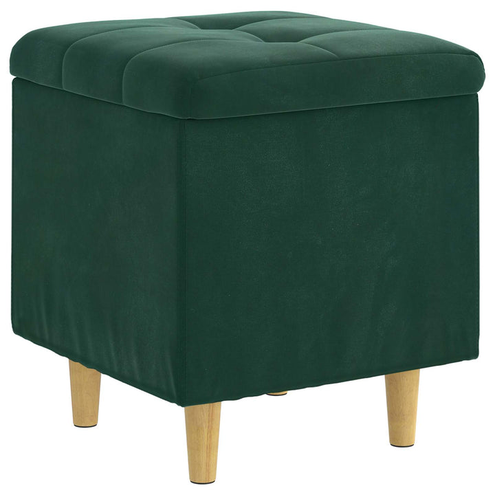 Ottoman med Opbevaring Mørkegrøn 40 x 40 x 45 cm Fløjl