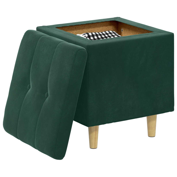 Ottoman med Opbevaring Mørkegrøn 40 x 40 x 45 cm Fløjl