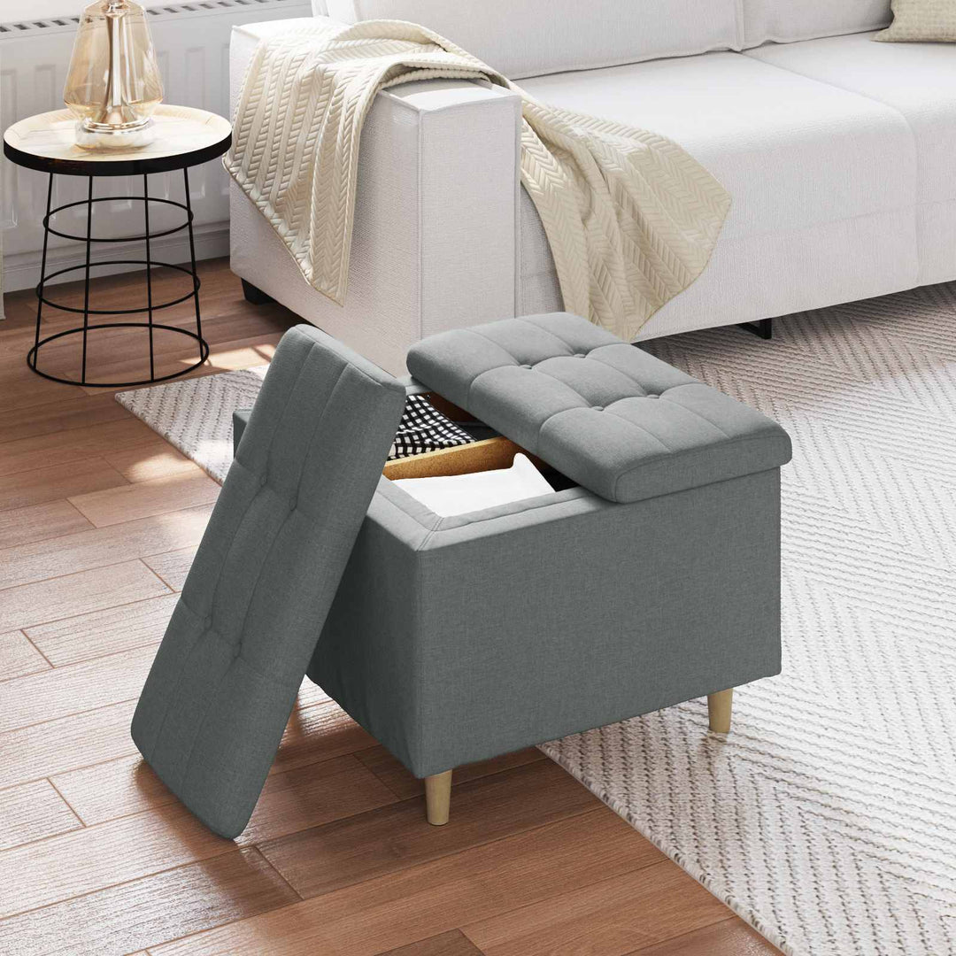 Ottoman med Opbevaring Mørkegrå 60 x 60 x 45 cm Stof