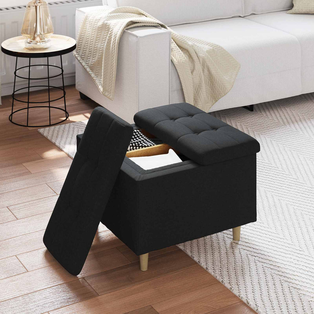 Ottoman med Opbevaring Sort 60 x 60 x 45 cm Stof