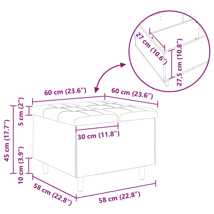 Ottoman med Opbevaring Blå 60 x 60 x 45 cm Stof