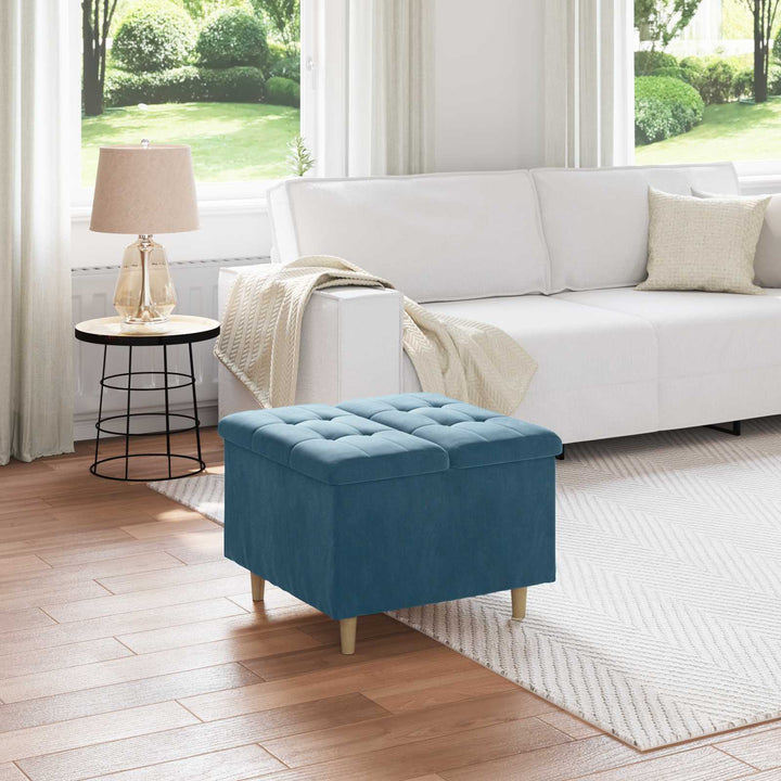 Ottoman med Opbevaring Blå 60 x 60 x 45 cm Fløjl