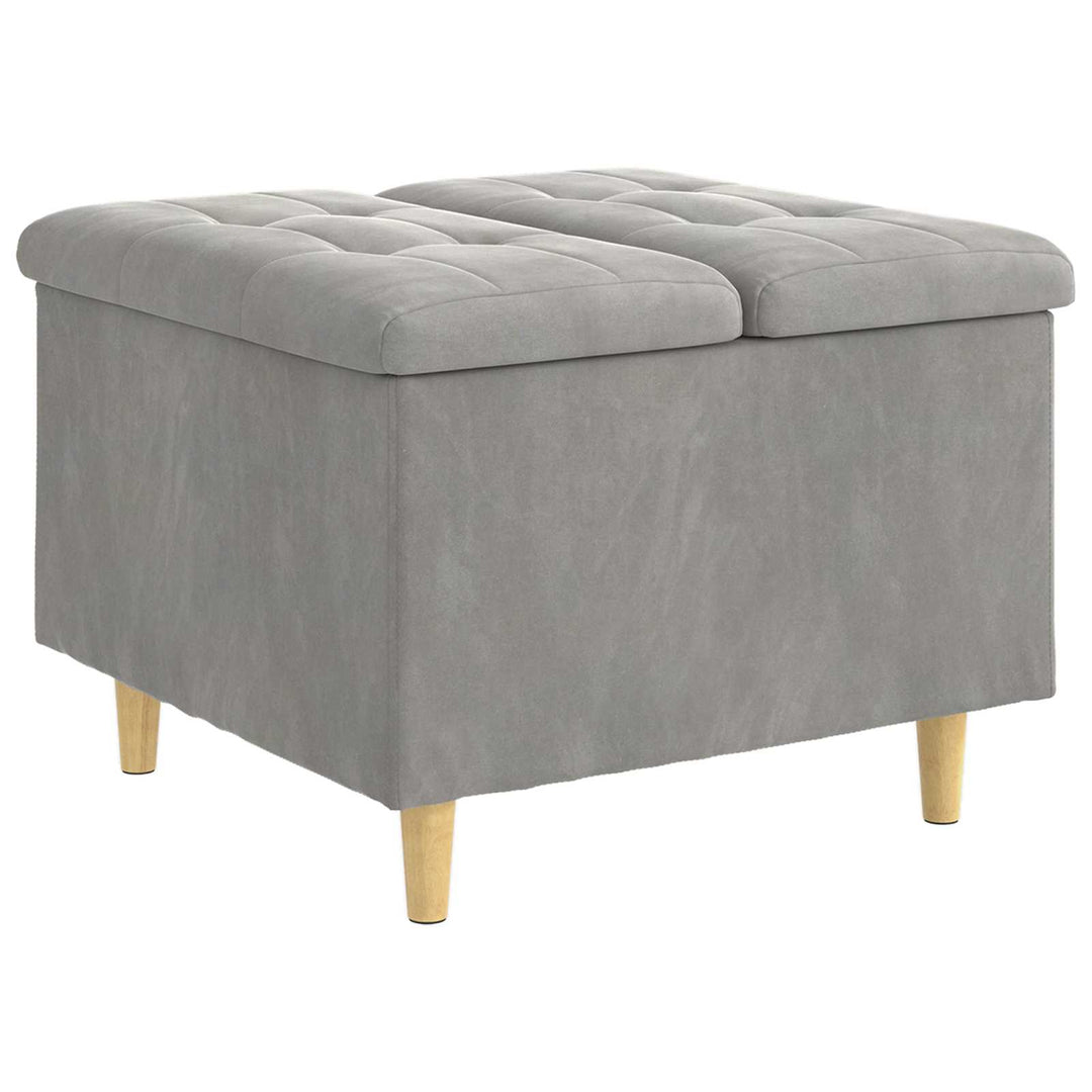 Ottoman med Opbevaring Lysegrå 60 x 60 x 45 cm Fløjl