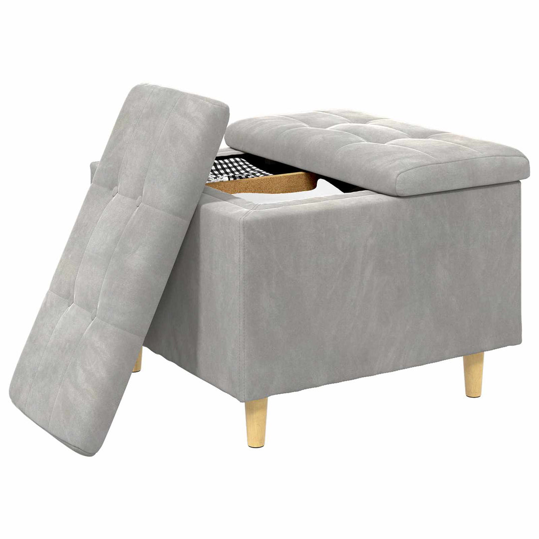 Ottoman med Opbevaring Lysegrå 60 x 60 x 45 cm Fløjl