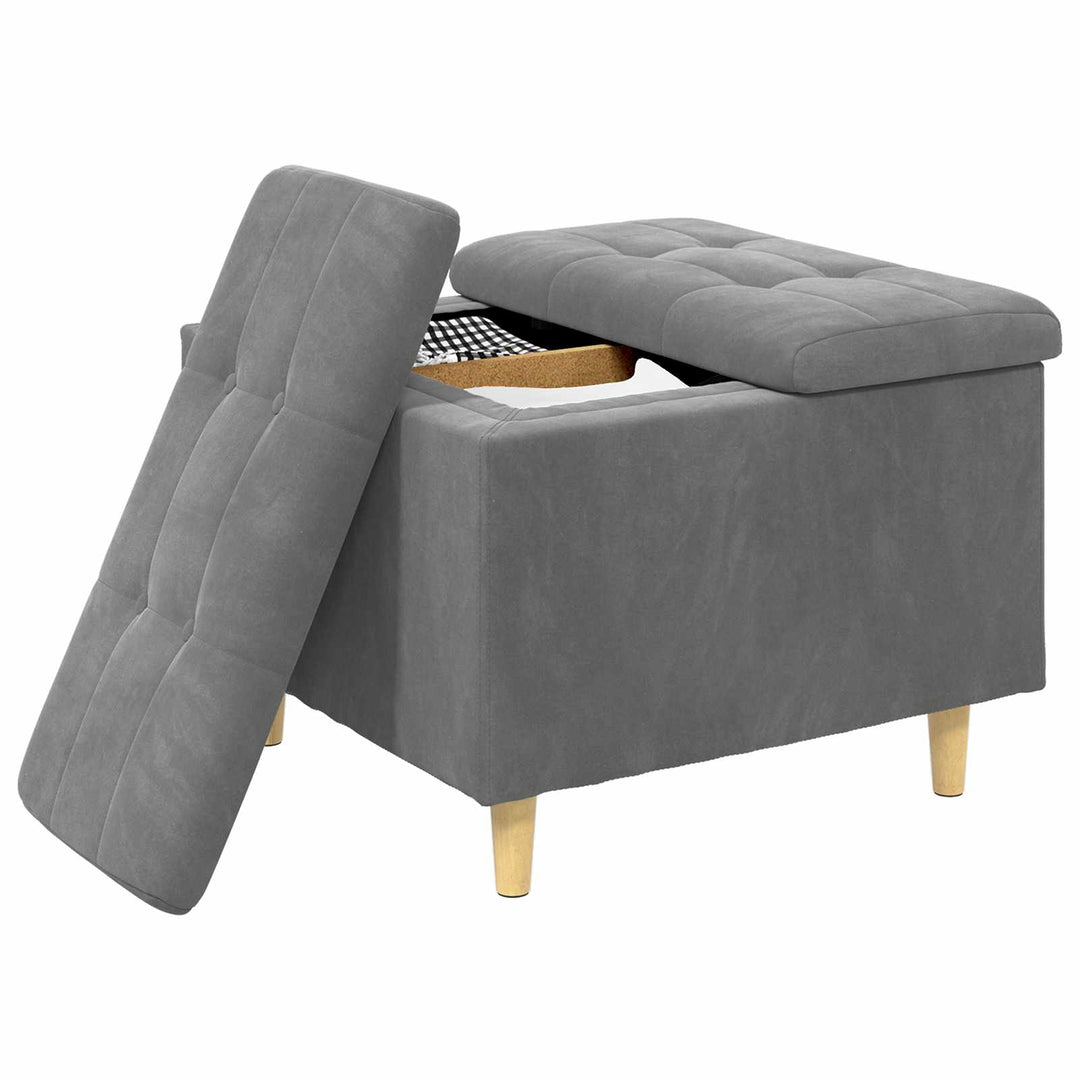 Ottoman med Opbevaring Mørkegrå 60 x 60 x 45 cm Fløjl