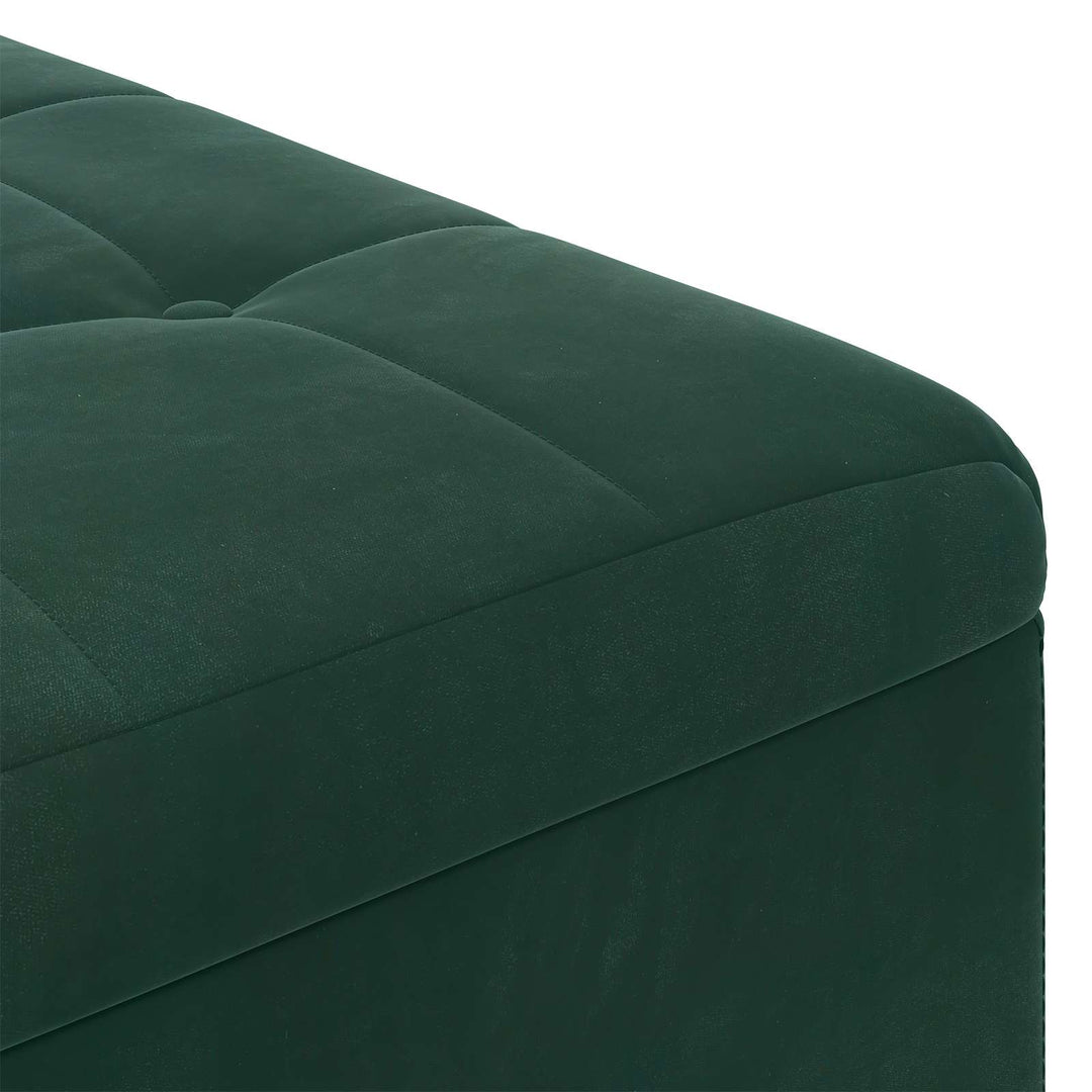 Ottoman med Opbevaring Mørkegrøn 60 x 60 x 45 cm Fløjl