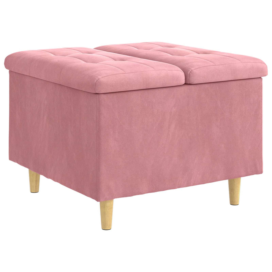 Ottoman med Opbevaring Lyserød 60 x 60 x 45 cm Fløjl