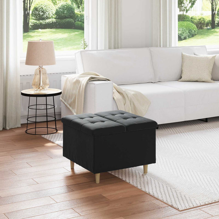 Ottoman med Opbevaring Sort 60 x 60 x 45 cm Fløjl