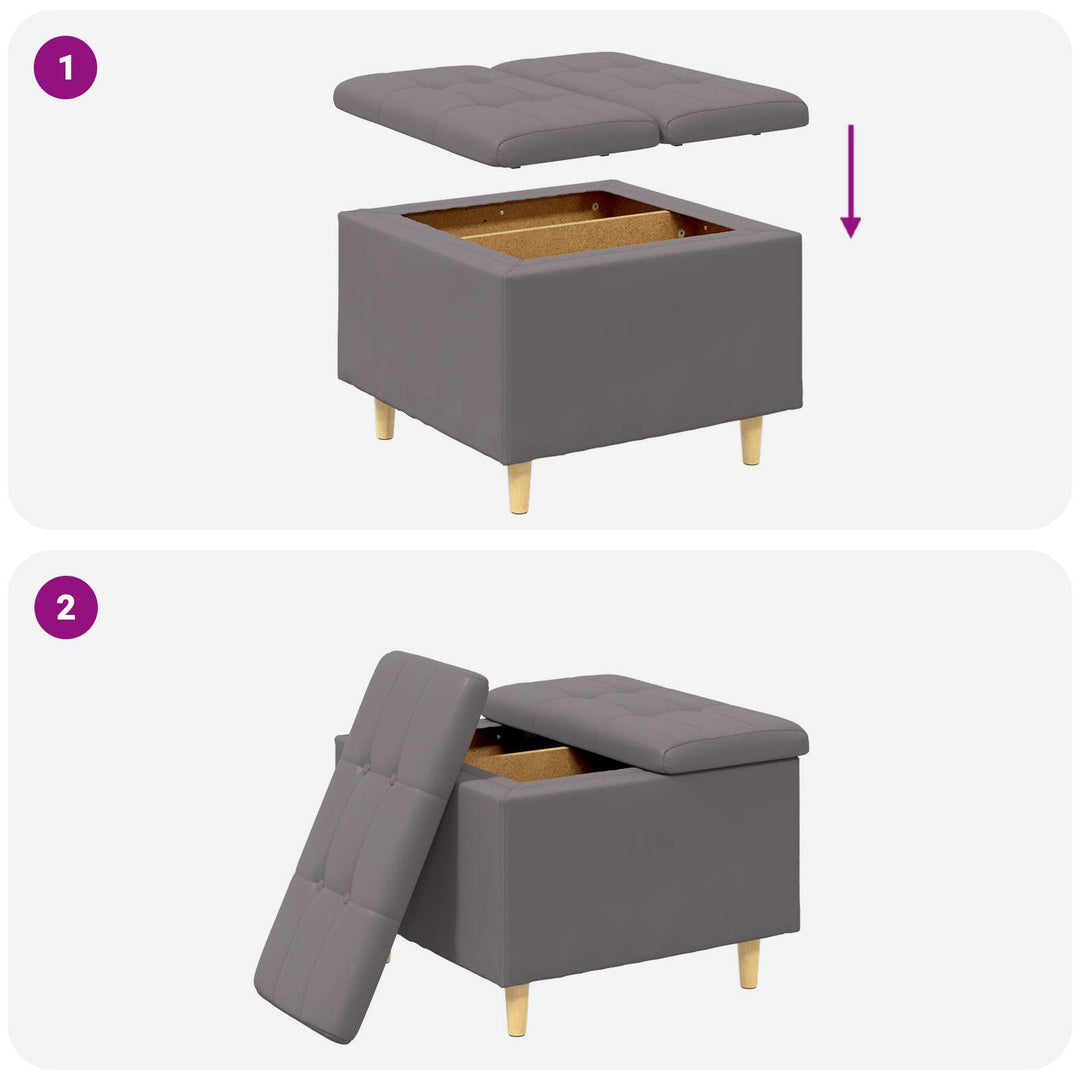 Ottoman med Opbevaring Grå 60 x 60 x 45 cm Kunstlæder