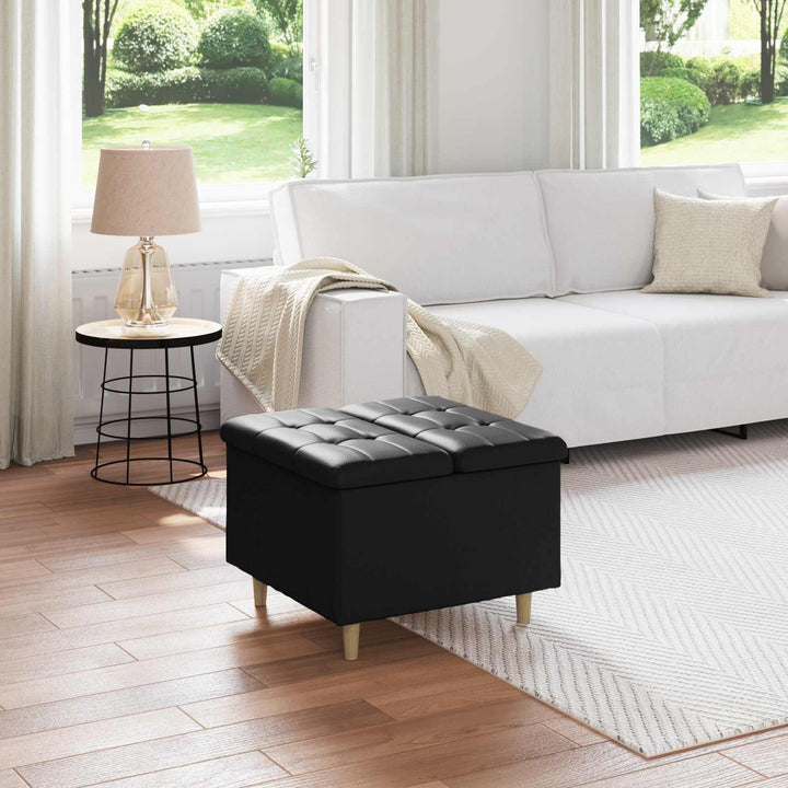 Ottoman med Opbevaring Sort 60 x 60 x 45 cm Kunstlæder