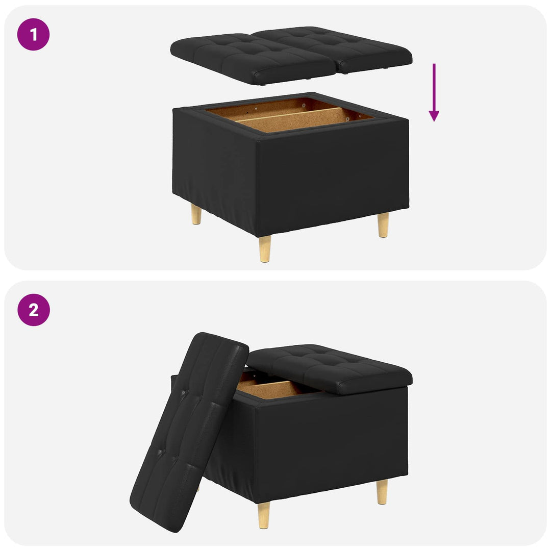 Ottoman med Opbevaring Sort 60 x 60 x 45 cm Kunstlæder