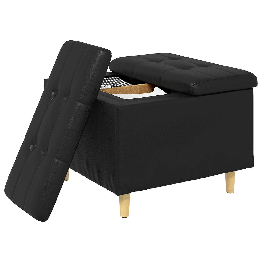 Ottoman med Opbevaring Sort 60 x 60 x 45 cm Kunstlæder
