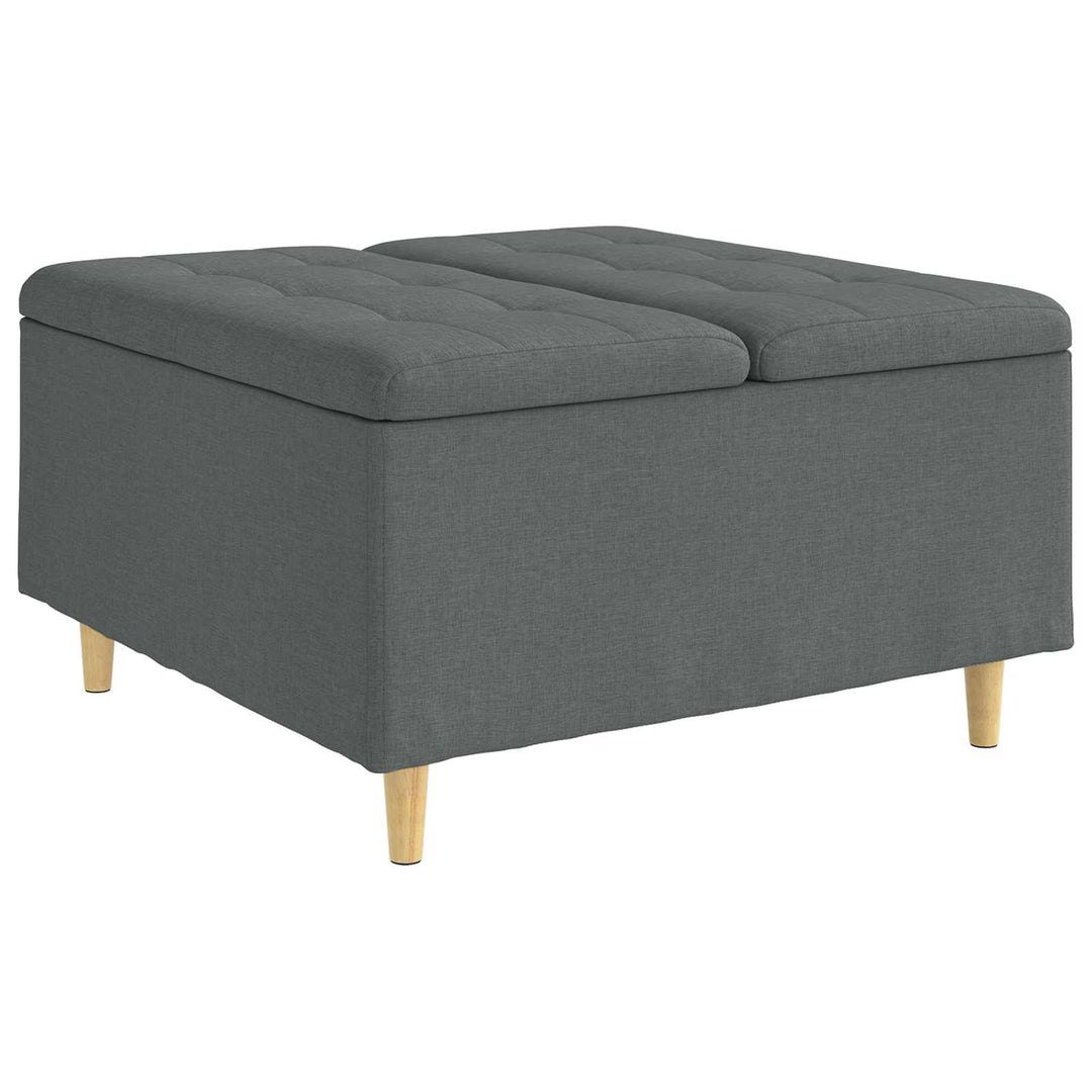 Opbevaringstomane med pude Mørkegrå 80 x 80 x 45 cm Stof