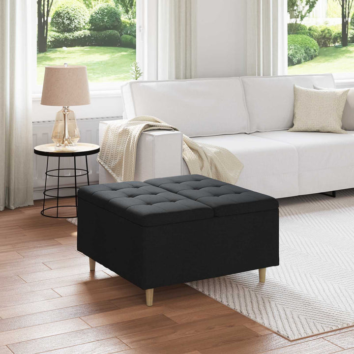 Opbevaringstomane med pude Sort 80 x 80 x 45 cm Stof