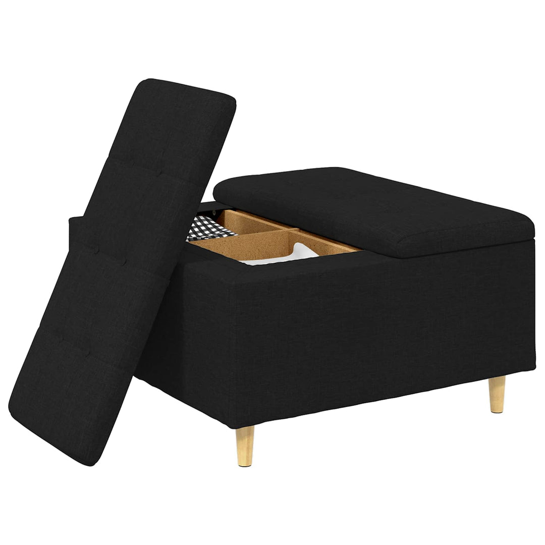 Opbevaringstomane med pude Sort 80 x 80 x 45 cm Stof