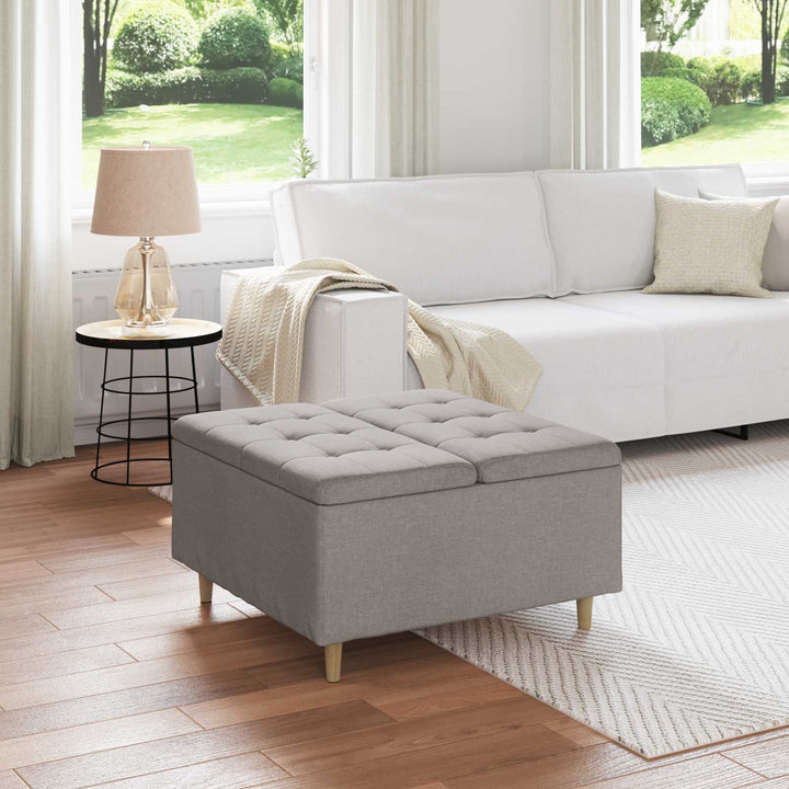 Opbevaringstomane med pude Gråbrun 80 x 80 x 45 cm Stof