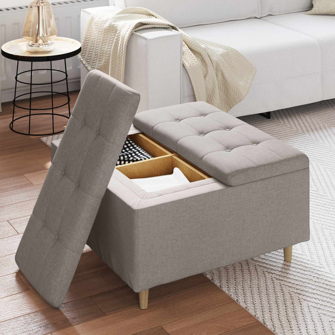 Opbevaringstomane med pude Gråbrun 80 x 80 x 45 cm Stof