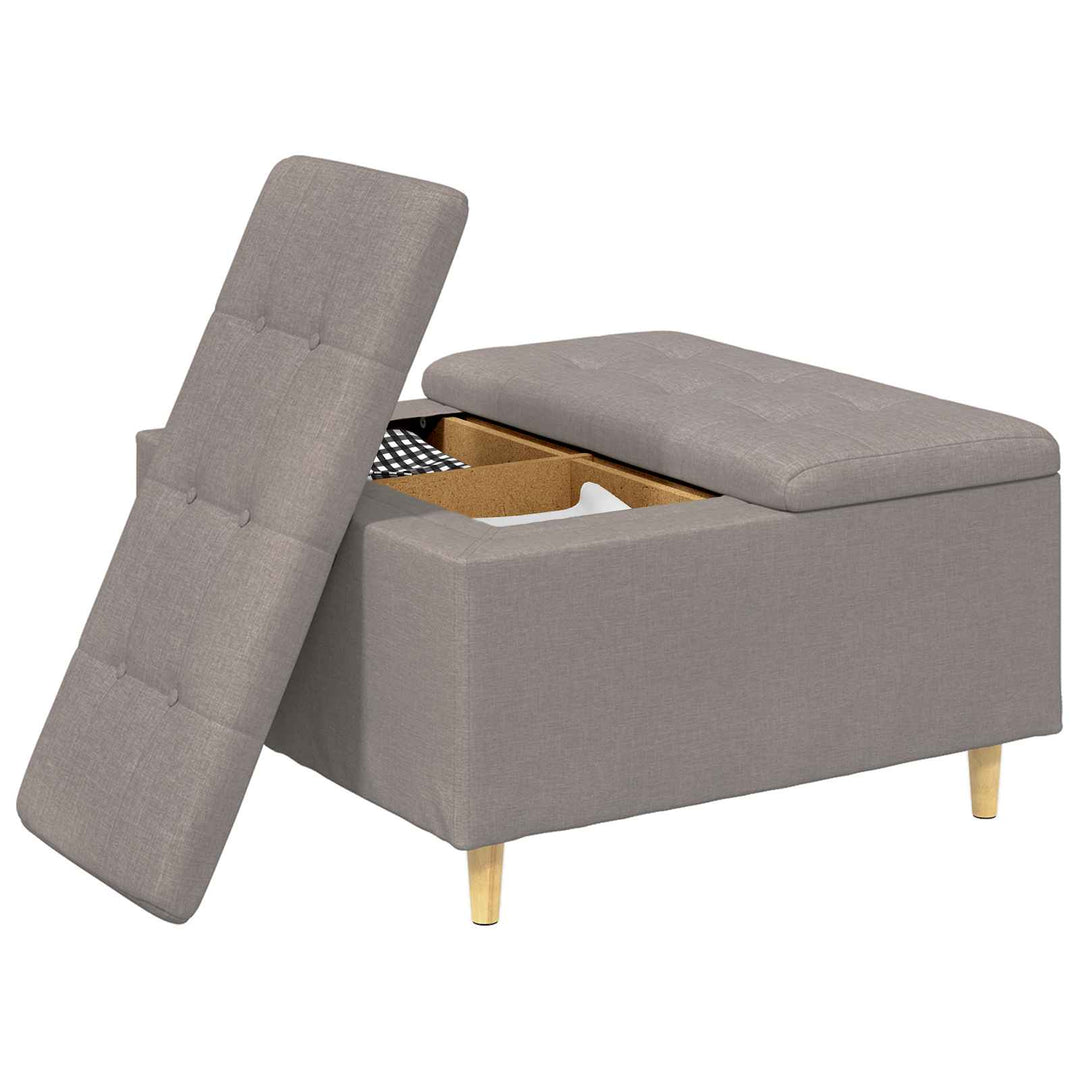 Opbevaringstomane med pude Gråbrun 80 x 80 x 45 cm Stof