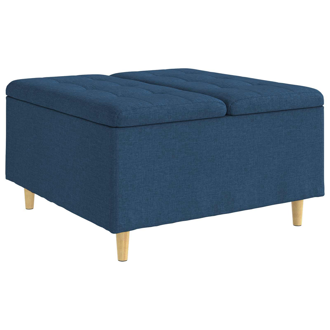 Opbevaringstomane med pude Blå 80 x 80 x 45 cm Stof