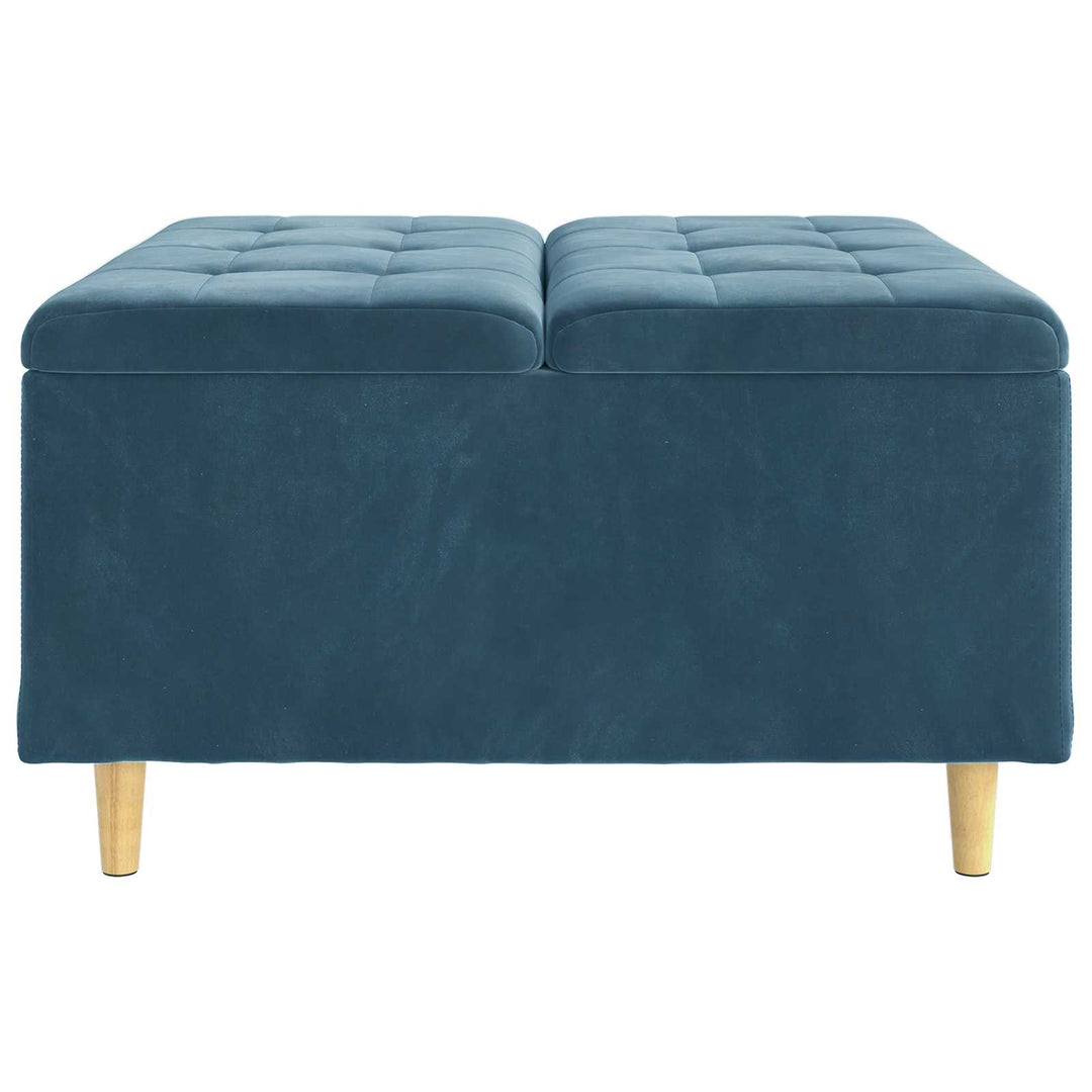 Opbevaringstomane med pude Blå 80 x 80 x 45 cm Fløjl