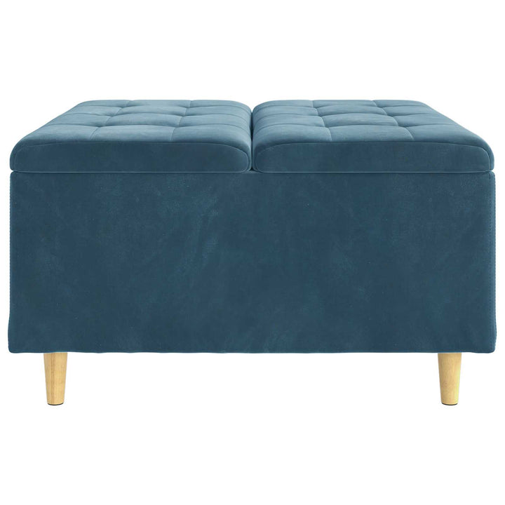 Opbevaringstomane med pude Blå 80 x 80 x 45 cm Fløjl