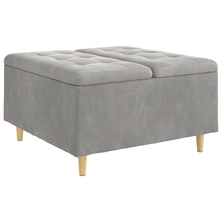Opbevaringstomane med pude Lysegrå 80 x 80 x 45 cm Fløjl
