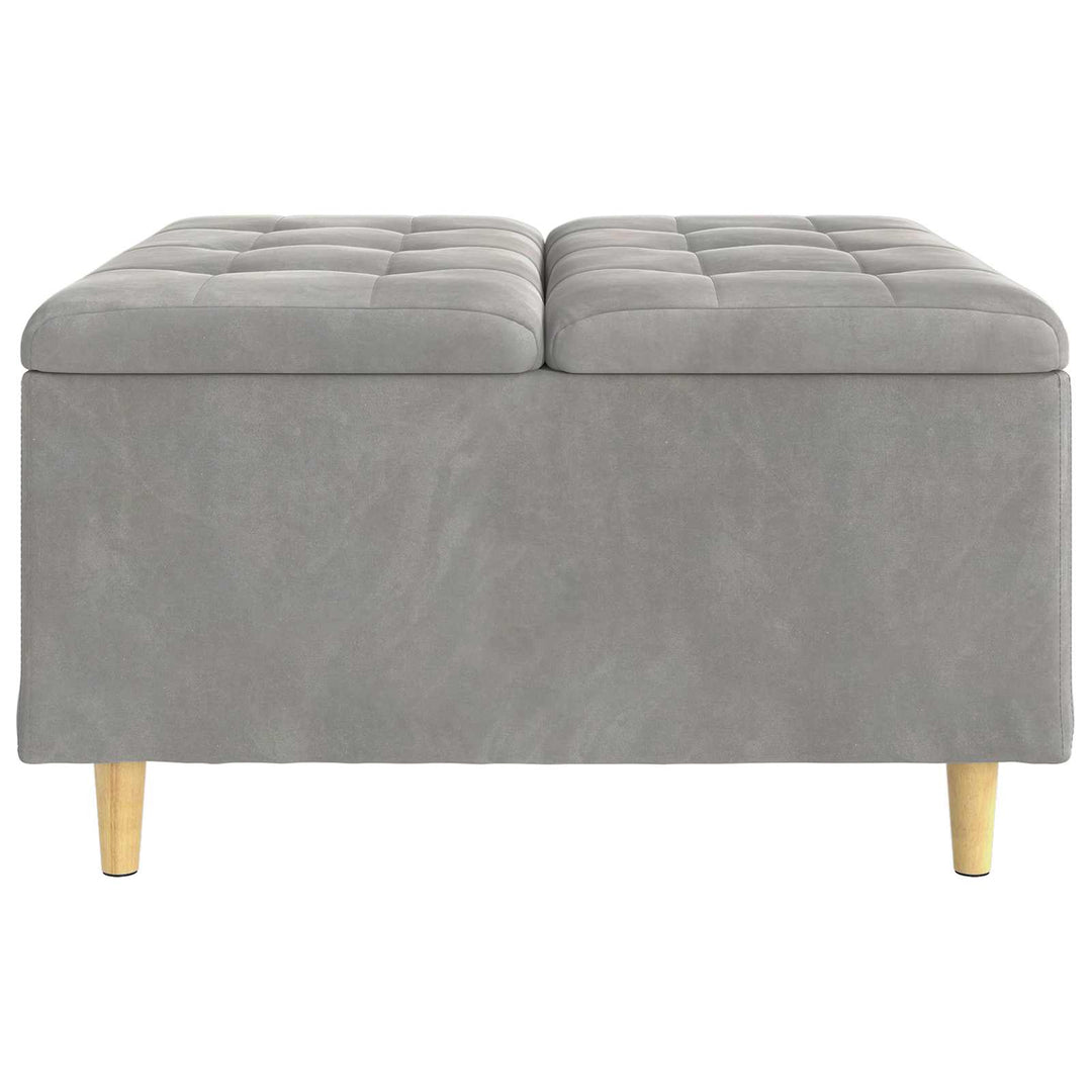 Opbevaringstomane med pude Lysegrå 80 x 80 x 45 cm Fløjl