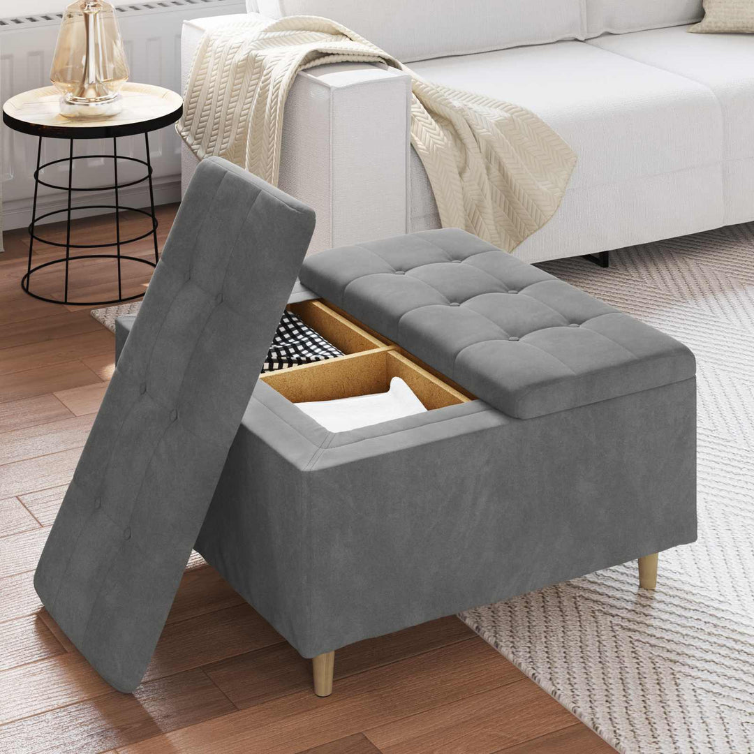 Opbevaringstomane med pude Mørkegrå 80 x 80 x 45 cm Fløjl