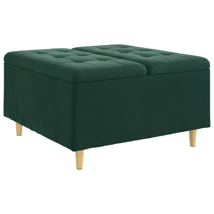 Opbevaringstomane med pude Mørkegrøn 80 x 80 x 45 cm Fløjl
