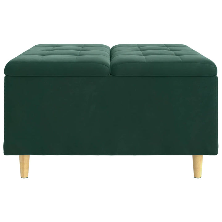 Opbevaringstomane med pude Mørkegrøn 80 x 80 x 45 cm Fløjl
