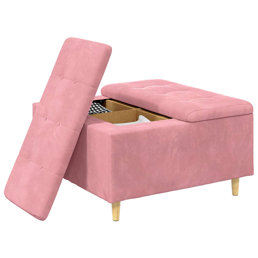 Opbevaringstomane med pude Lyserød 80 x 80 x 45 cm Fløjl