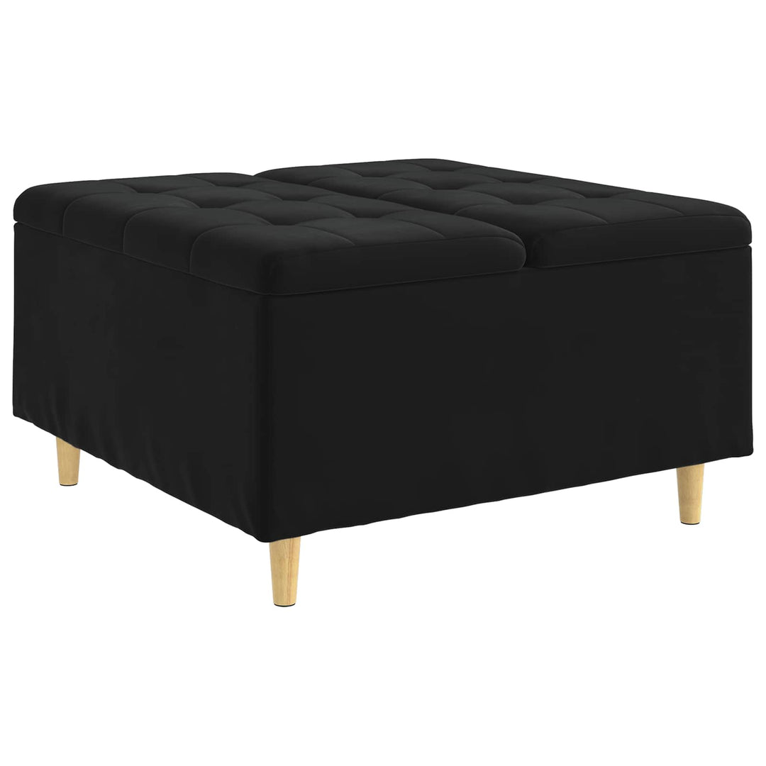Opbevaringstomane med pude Sort 80 x 80 x 45 cm Fløjl