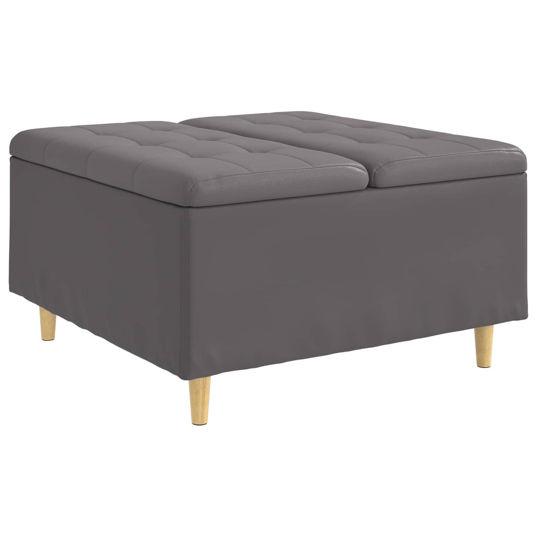 Opbevaringstomane med pude Grå 80 x 80 x 45 cm Kunstlæder
