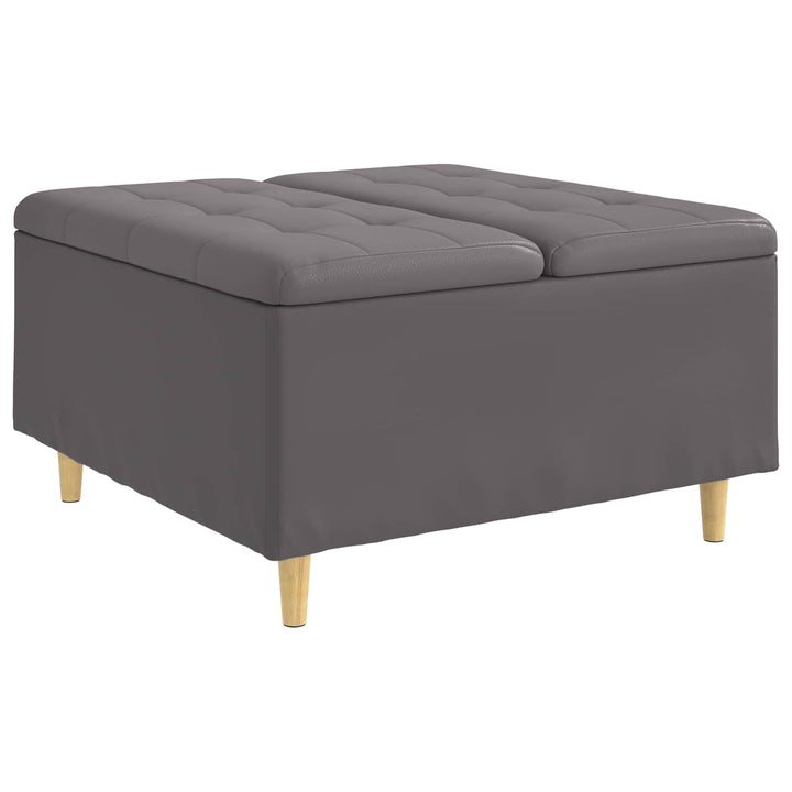 Opbevaringstomane med pude Grå 80 x 80 x 45 cm Kunstlæder