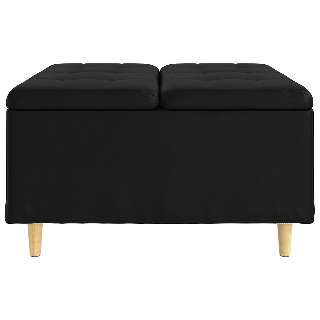 Opbevaringstomane med pude Sort 80 x 80 x 45 cm Kunstlæder