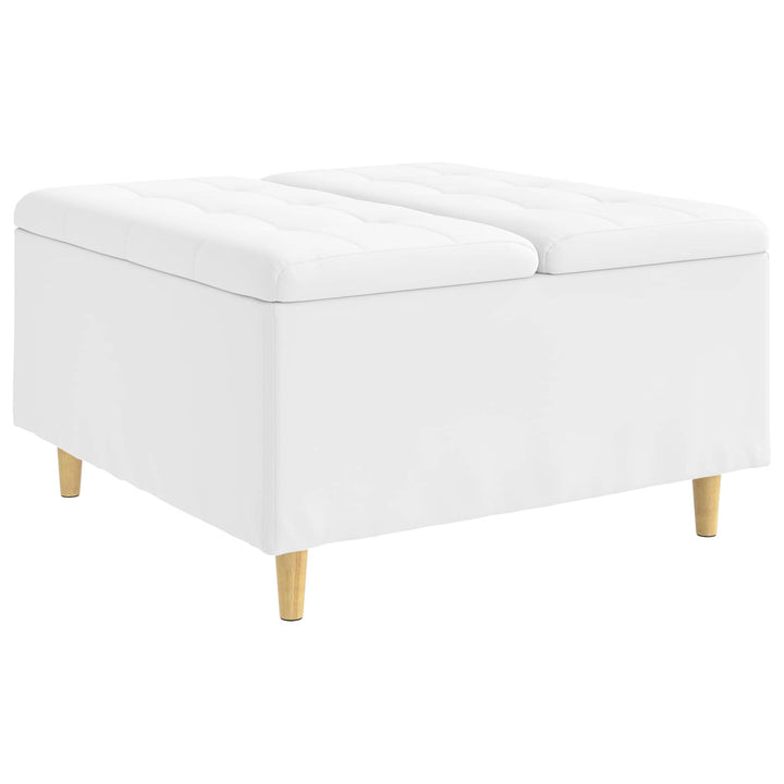 Opbevaringstomane med pude Hvid 80 x 80 x 45 cm Kunstlæder
