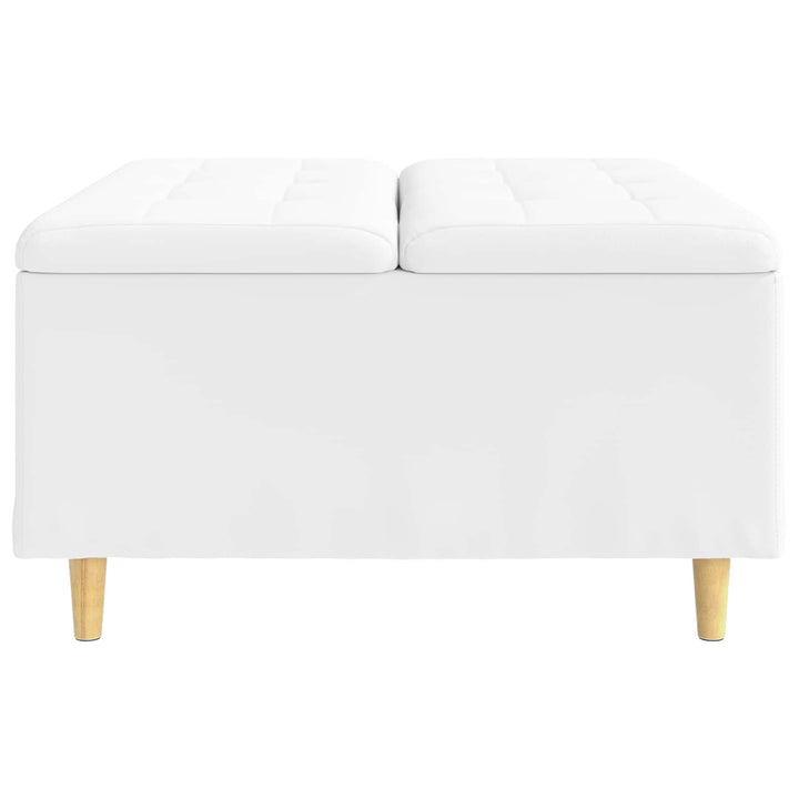 Opbevaringstomane med pude Hvid 80 x 80 x 45 cm Kunstlæder